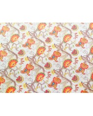 Loneta flor naranja y cachemir