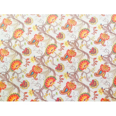 Loneta flor naranja y cachemir