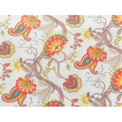 Loneta flor naranja y cachemir