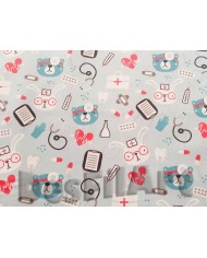 Viscosa flor de lis amarilla y gris