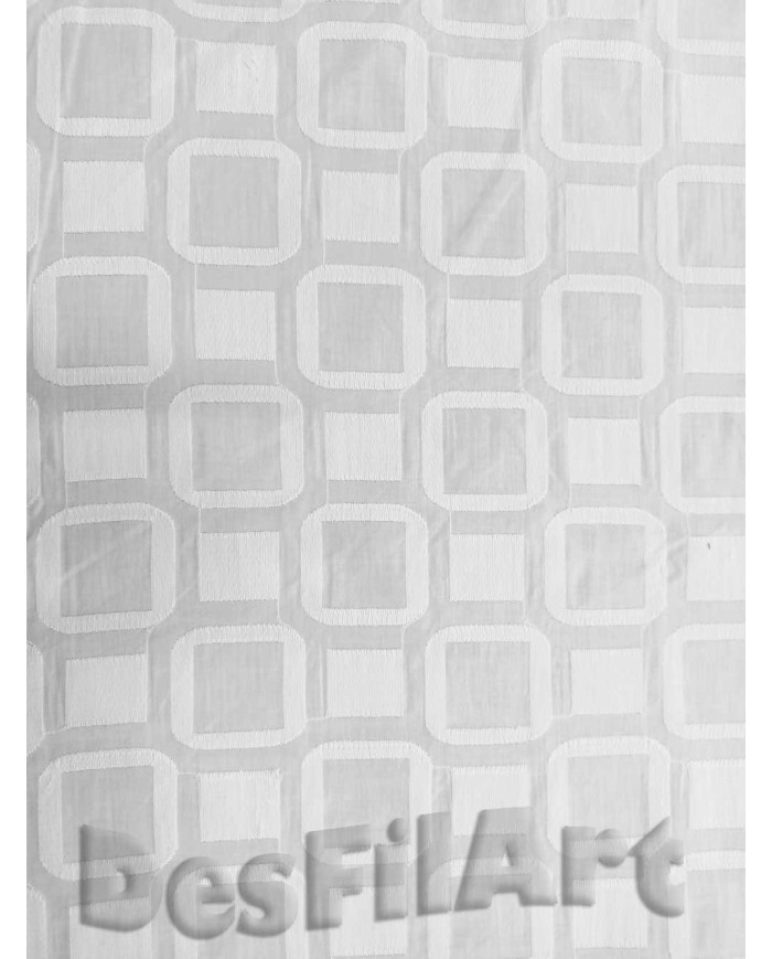 Algodón batista cuadros blancos