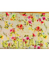 Seda estampada roselles fons crú