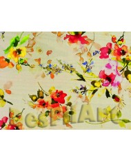 Seda estampada roselles fons crú