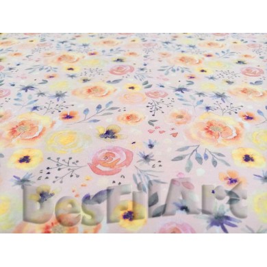 Punto de algodón rosas amarillas