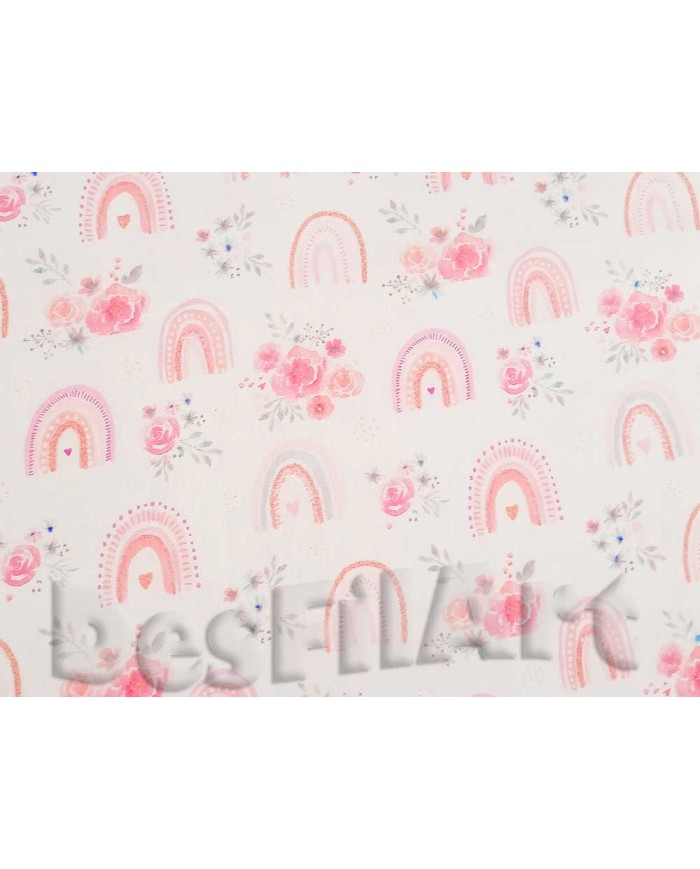 Algodón rosas y corazones