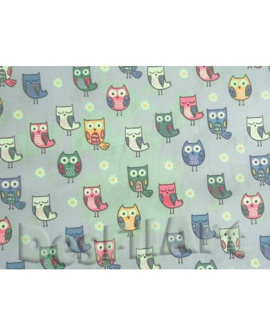 Algodón buhos fondo verde Algodón buhos fondo verde