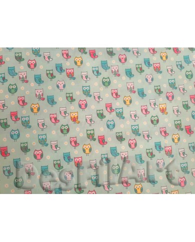 Algodón buhos fondo verde Algodón buhos fondo verde