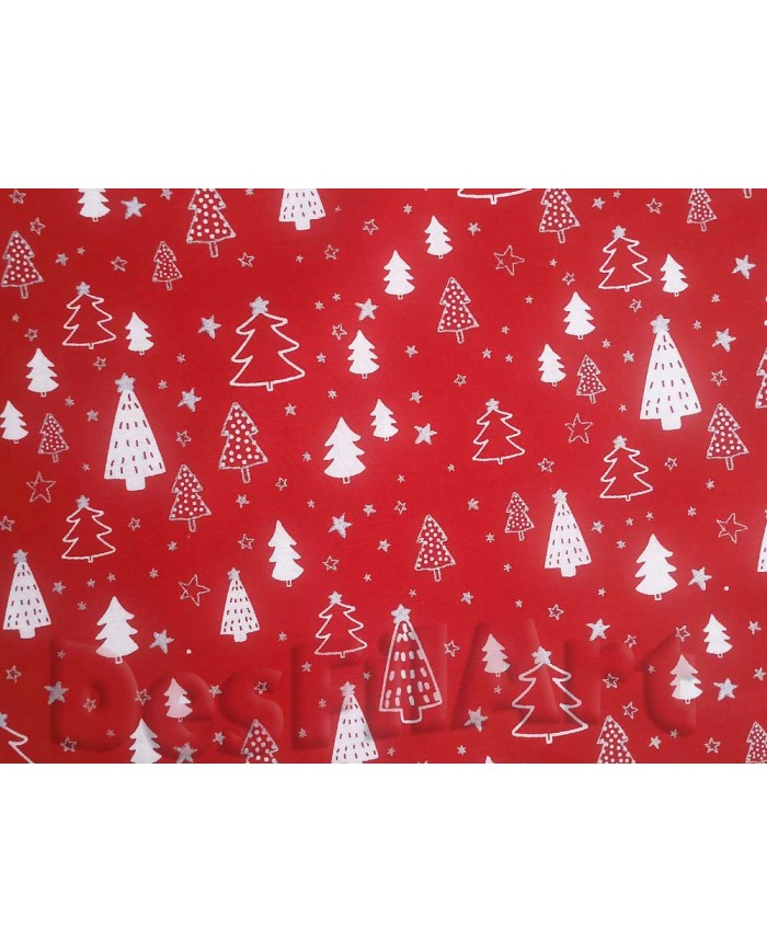 Algodón de Navidad abetos fondo rojo