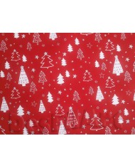 Algodón de Navidad abetos fondo rojo