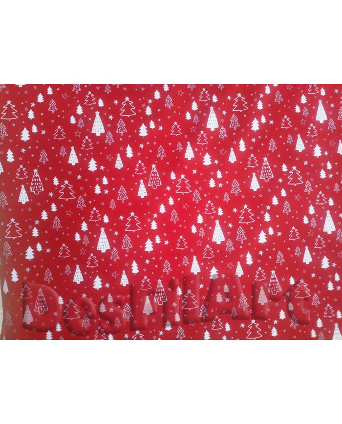 Algodón de Navidad abetos fondo rojo