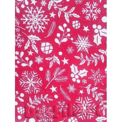 Cotó de Nadal fulles i estels fons vermell