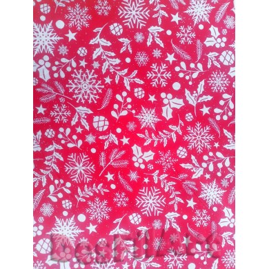 Cotó de Nadal fulles i estels fons vermell