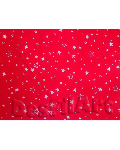 Algodón de Navidad estrellas doradas fondo colorado Algodón de Navidad estrellas doradas fondo colorado