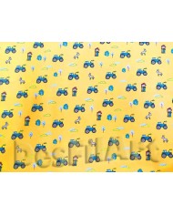 Algodón de la granja fondo amarillo