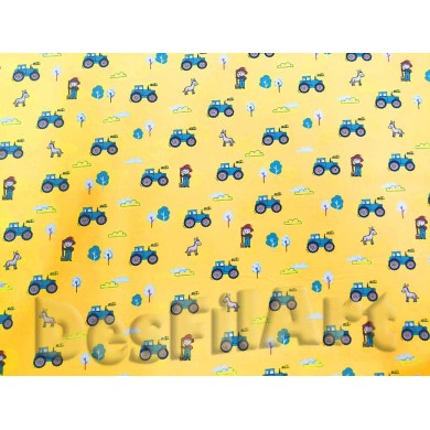 Algodón de la granja fondo amarillo