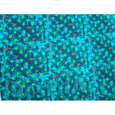 Punto de algodón estrellas verde y naranja