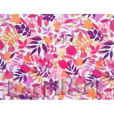 Poliéster flores moradas fondo blanco