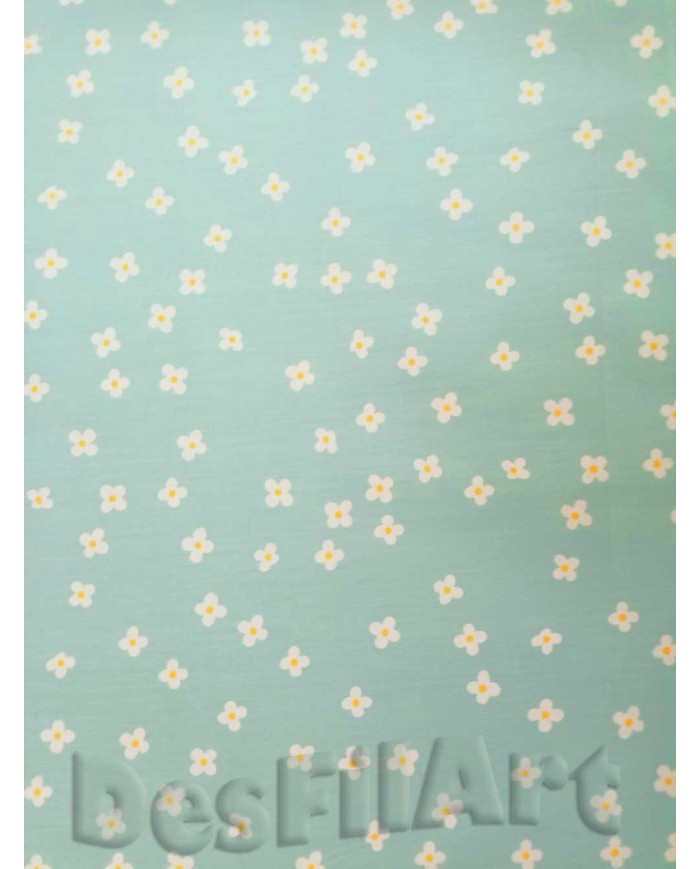 Algodón margaritas fondo turquesa