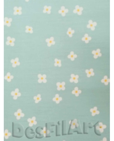 Algodón margaritas fondo turquesa Algodón margaritas fondo turquesa