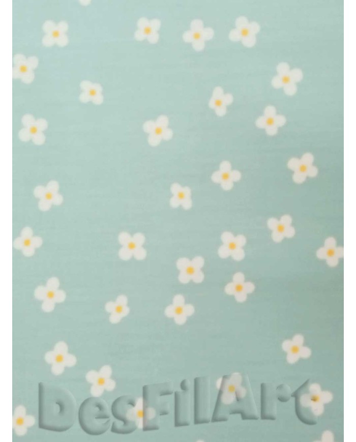Algodón margaritas fondo turquesa