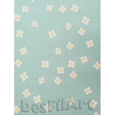 Algodón margaritas fondo turquesa