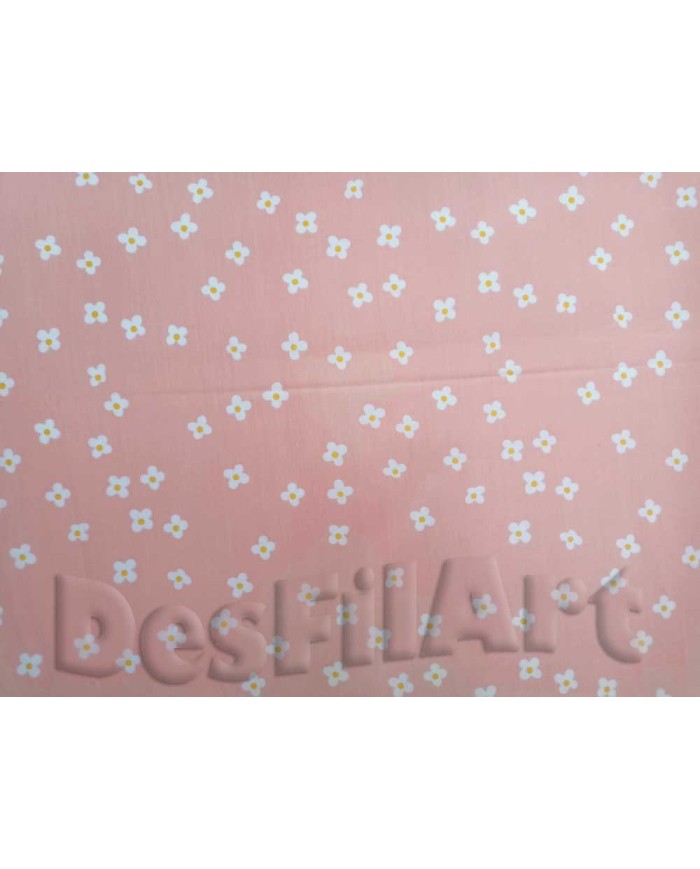 Cotó flor petita fons rosa