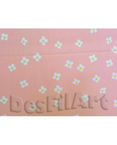 Algodón margaritas fondo rosado Algodón margaritas fondo rosado