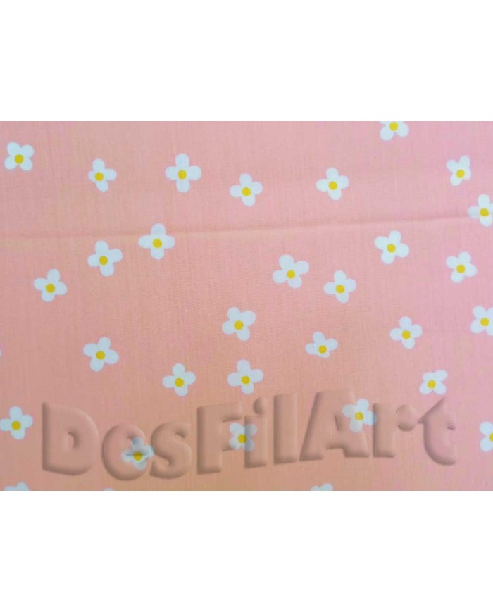 Algodón margaritas fondo rosado