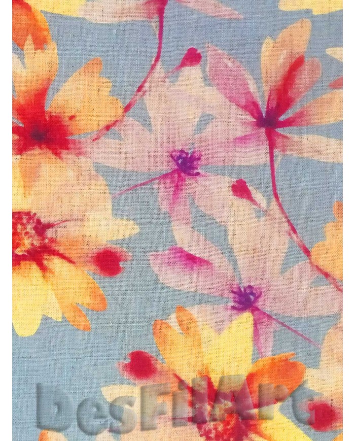 Lino y viscosa flores amarillas