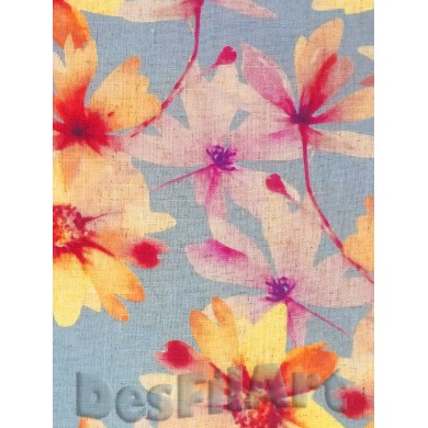 Lli i viscosa estampada gran flor groga