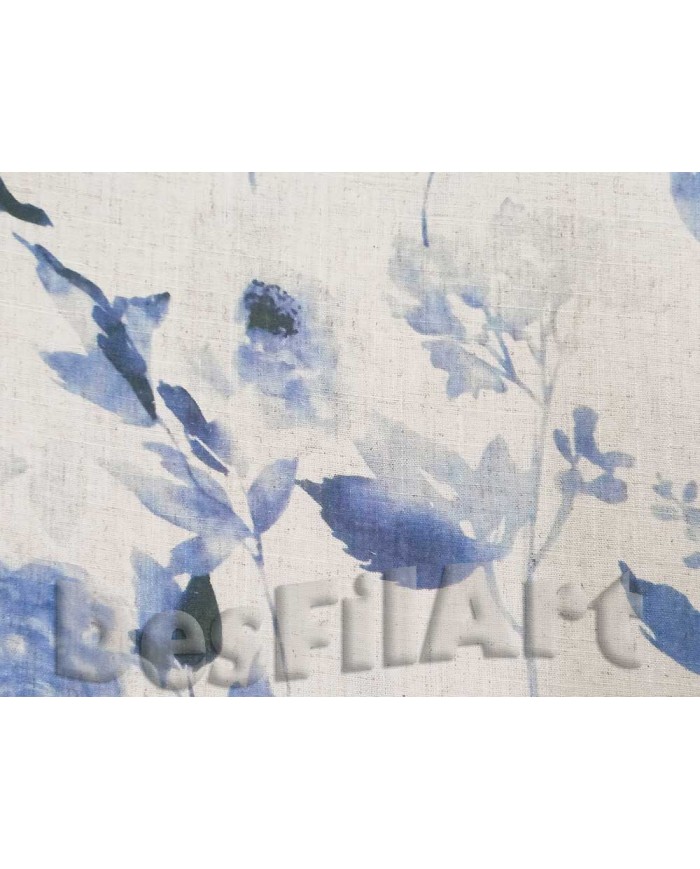 Lino y viscosa hojas azules