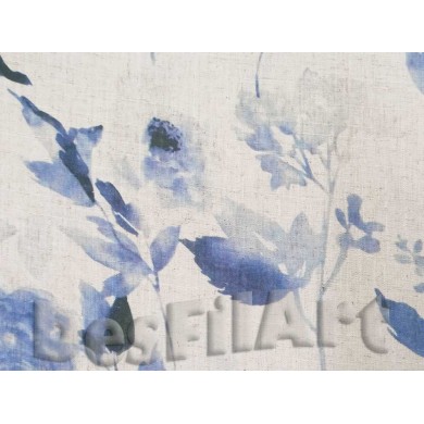 Lli i viscosa estampada fulles blaves