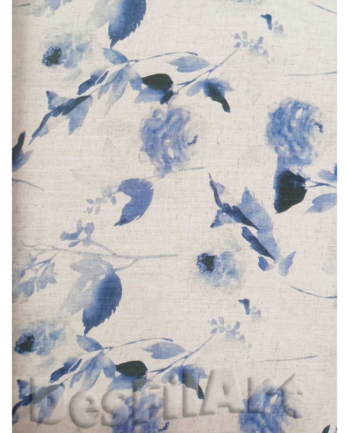 Lino y viscosa hojas azules