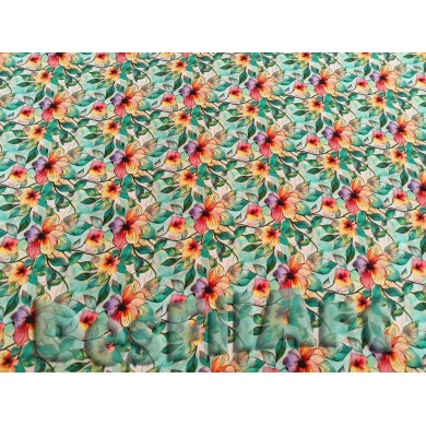 Viscosa flor verda i taronja