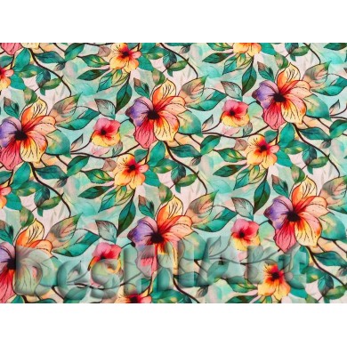 Viscosa flor verda i taronja