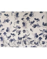 Lli i viscosa estampada fulles blau fosc