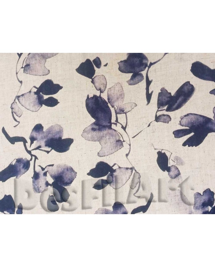 Lino y viscosa hojas azul marino