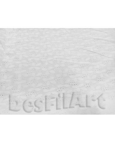 Algodón batista bordada blanca