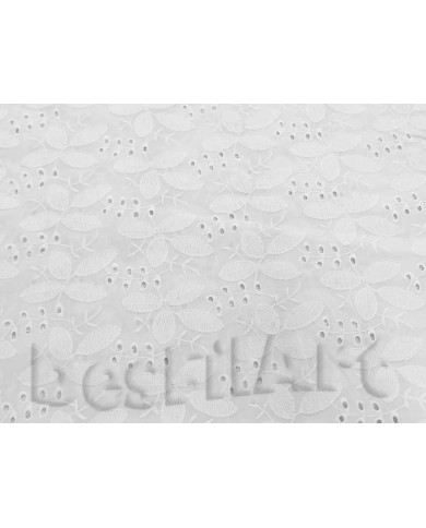 Algodón batista bordada blanca