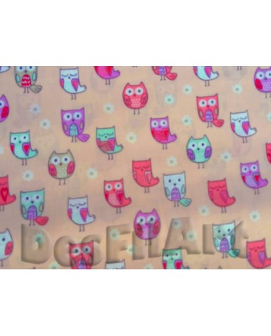 Algodón buhos fondo rosa Algodón buhos fondo rosa