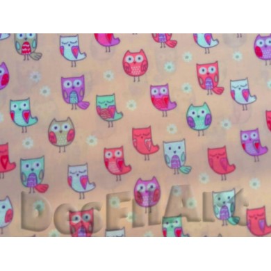Algodón buhos fondo rosa