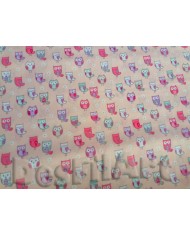 Algodón buhos fondo rosa