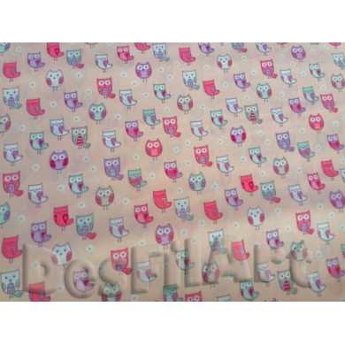 Algodón buhos fondo rosa