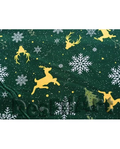 Algodón de Navidad renos fondo verde Algodón de Navidad renos fondo verde