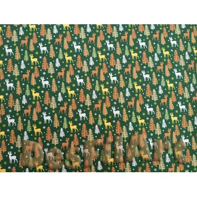 Cotó de Nadal rens i avets fons verd