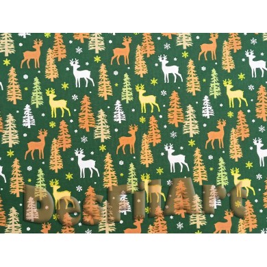 Cotó de Nadal rens i avets fons verd