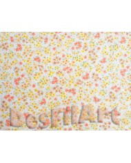 Algodón flores coral y amarillas