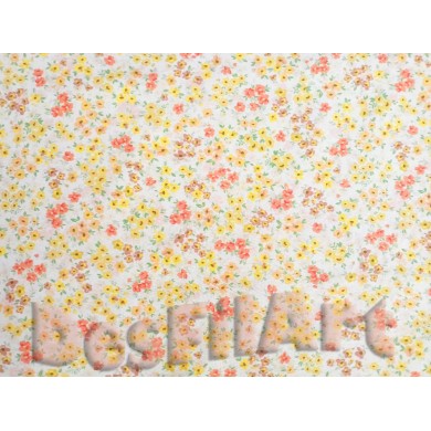 Cotó flors ocre, beix i corall