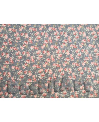 Algodón rosas fondo azul Algodón rosas fondo azul