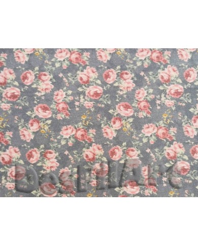 Algodón rosas fondo azul Algodón rosas fondo azul